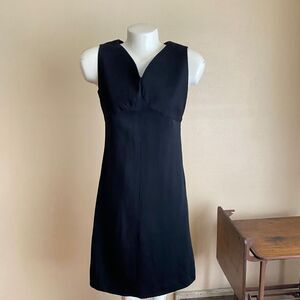 Vintage Ein Fink Modell 36 S Pure Wool Little Black Dress Sleeveless Knee Length